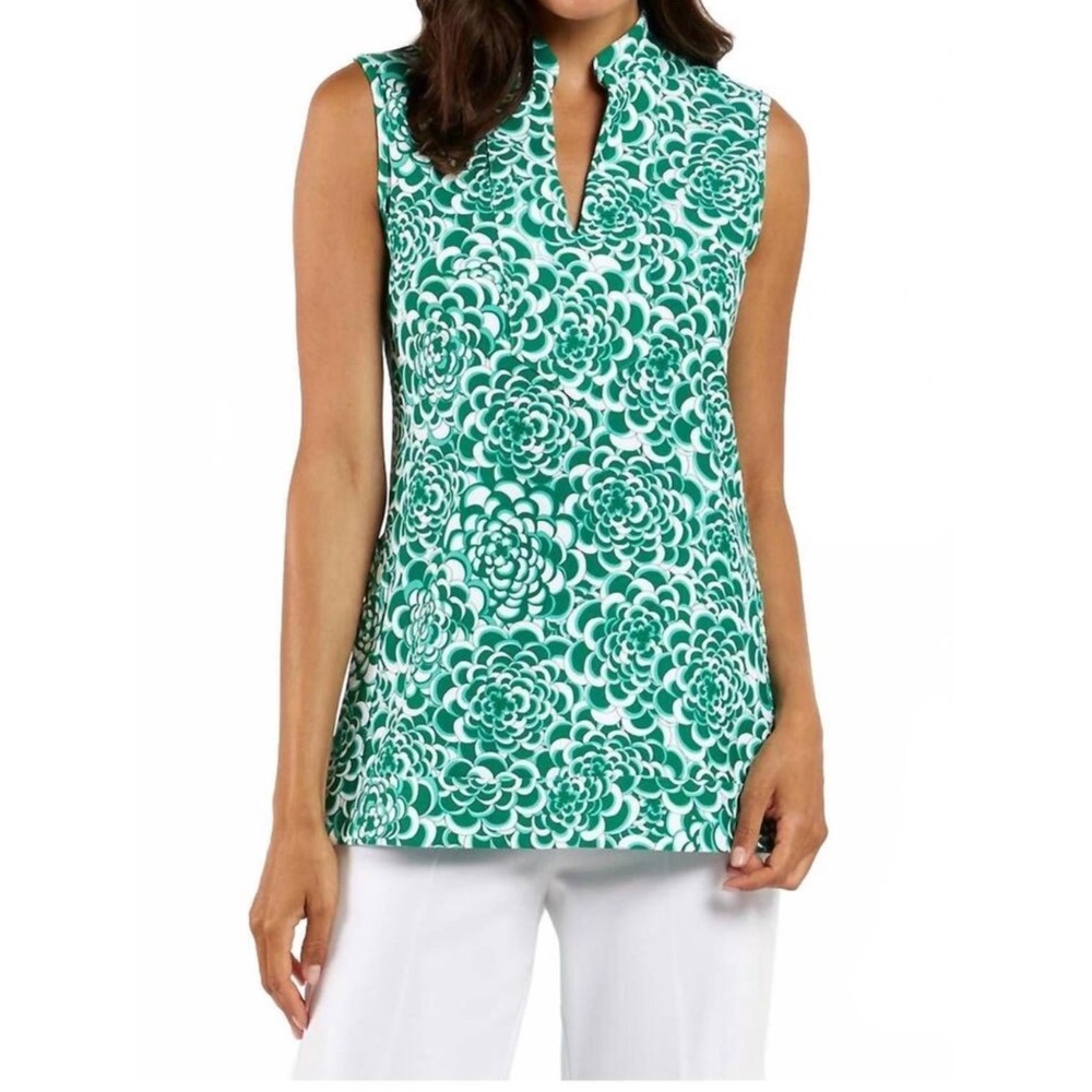 JUDE CONNALLY keira v-neck tunic top in blooms white jade S NWT